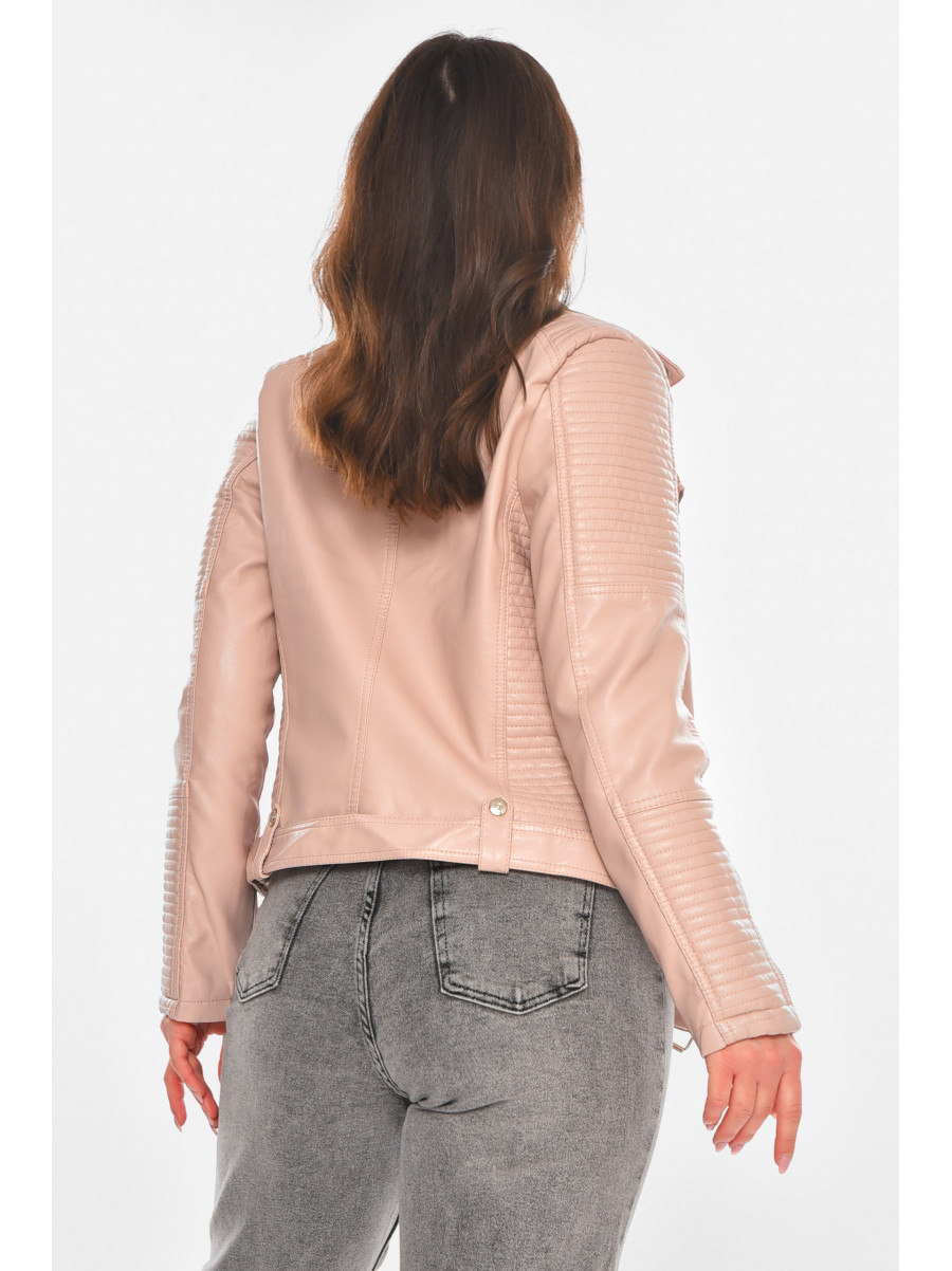 Куртка-косуха жіноча з екошкіри пудрового кольору 1904 210841C