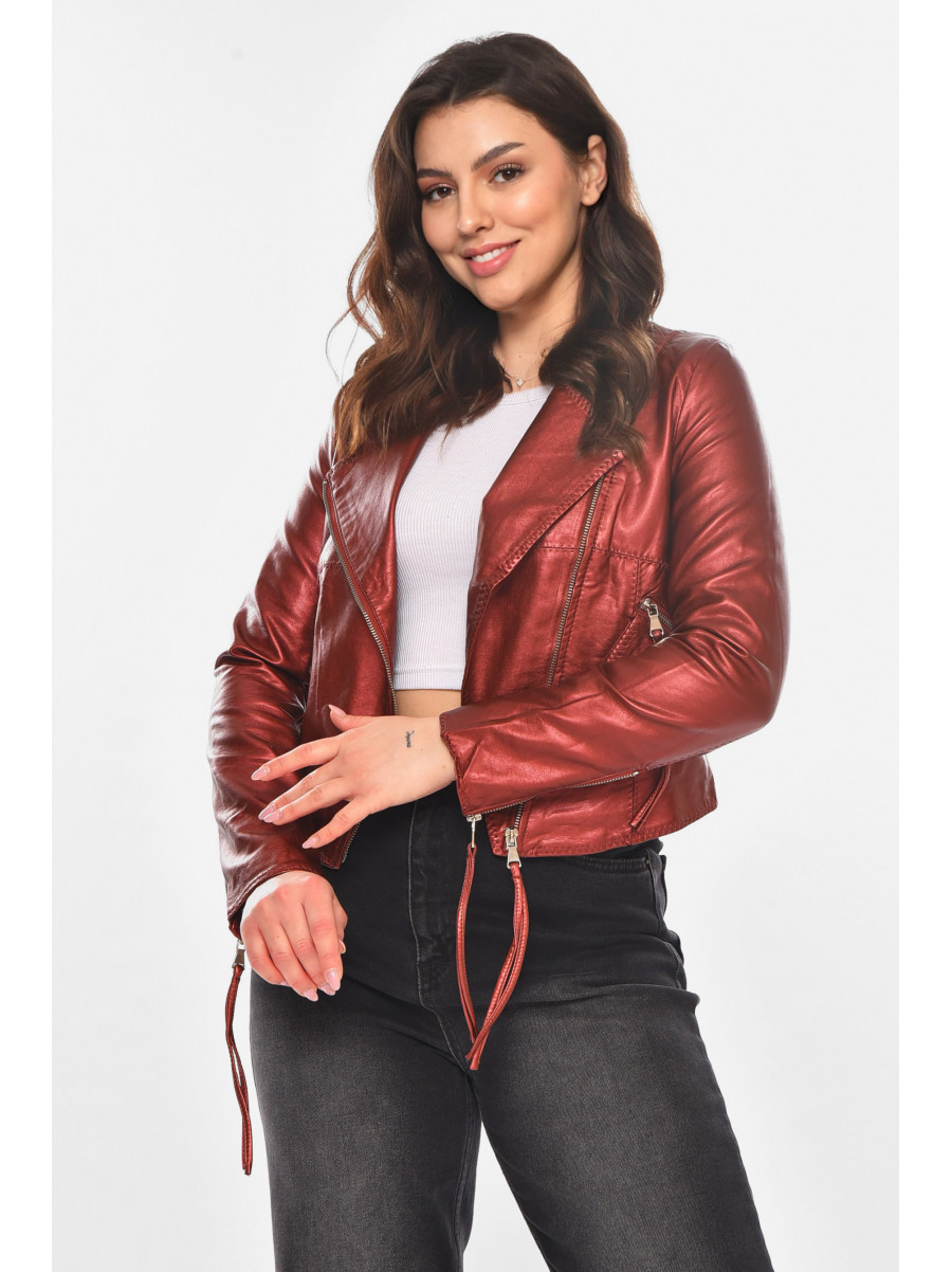 Куртка-косуха женская из экокожи медного цвета 1555 210844C