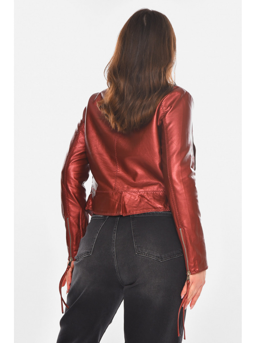 Куртка-косуха женская из экокожи медного цвета 1555 210844C