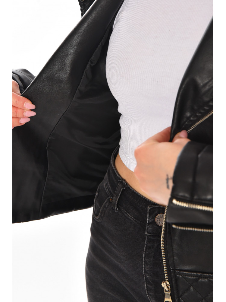Куртка-косуха жіноча з екошкіри чорного кольору 1708 210845C