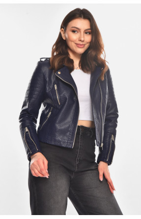 Куртка-косуха женская из экокожи темно-синего цвета 1904-2 210846C Куртка-косуха женская из экокожи темно-синего цвета 1904-2 210846C