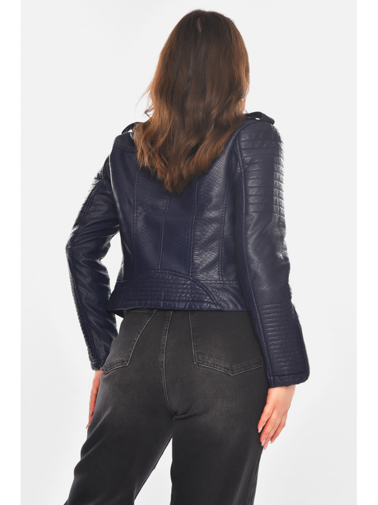 Куртка-косуха женская из экокожи темно-синего цвета 1904-2 210846C