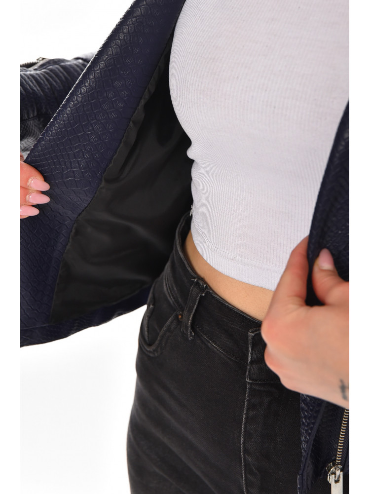 Куртка-косуха женская из экокожи темно-синего цвета 1904-2 210846C