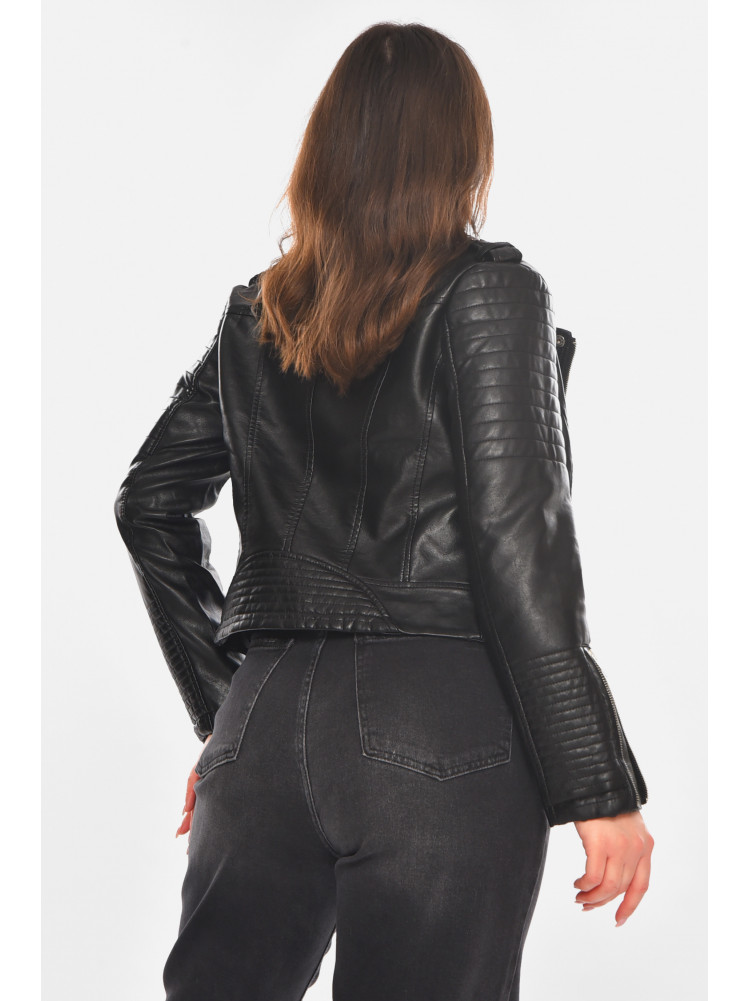 Куртка-косуха женская из экокожи черного цвета 1904-2 210847C