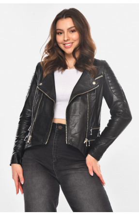 Куртка-косуха женская из экокожи черного цвета 210849C Куртка-косуха женская из экокожи черного цвета 210849C