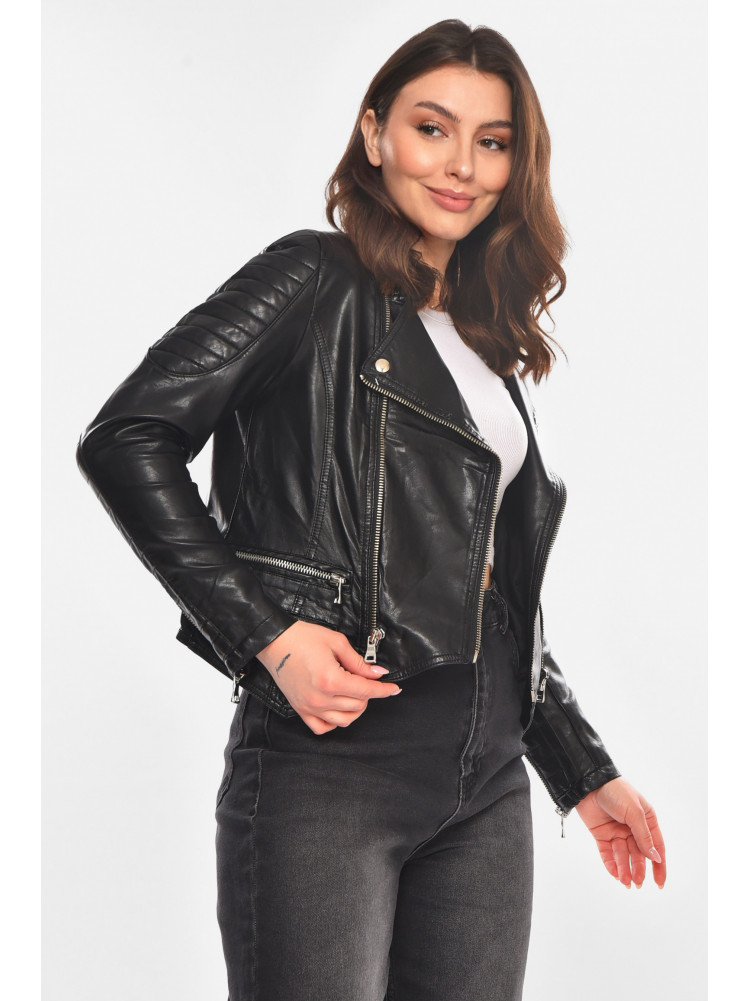 Куртка-косуха женская из экокожи черного цвета 210849C