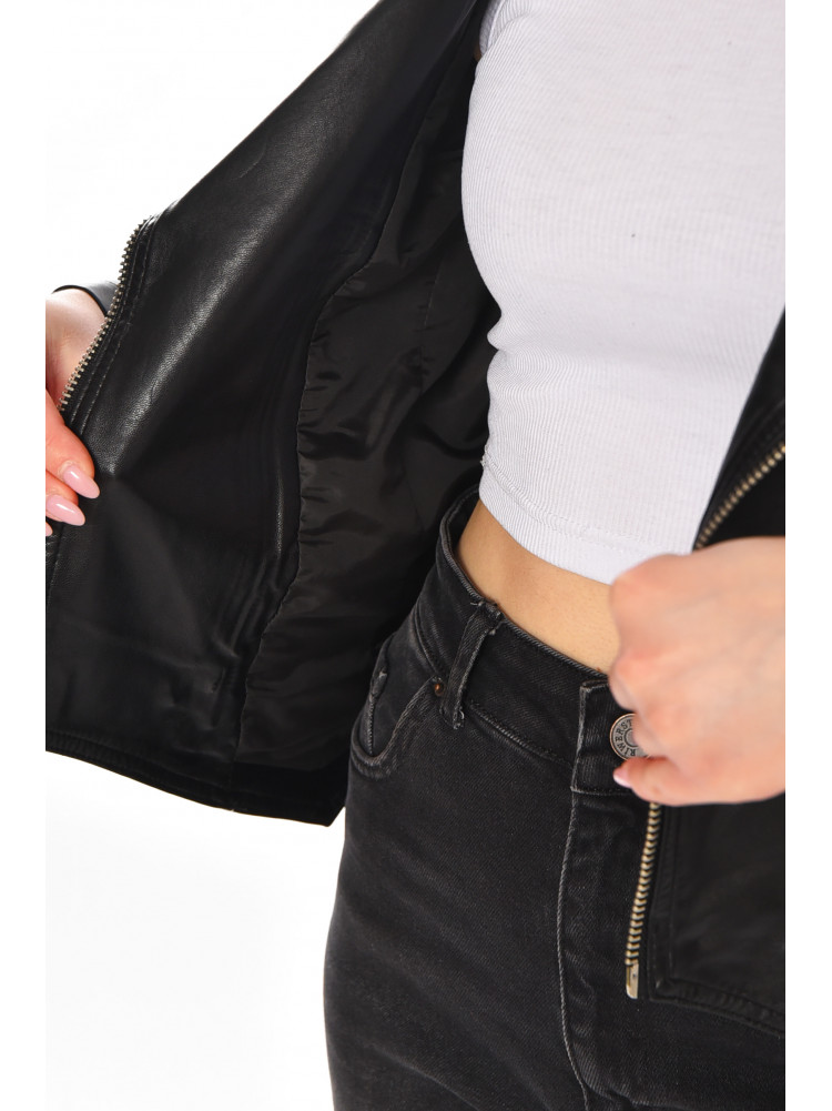Куртка-косуха женская из экокожи черного цвета 210849C