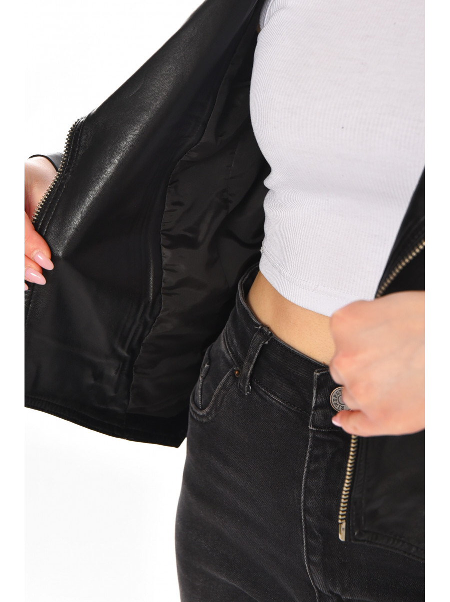 Куртка-косуха женская из экокожи черного цвета 210849C