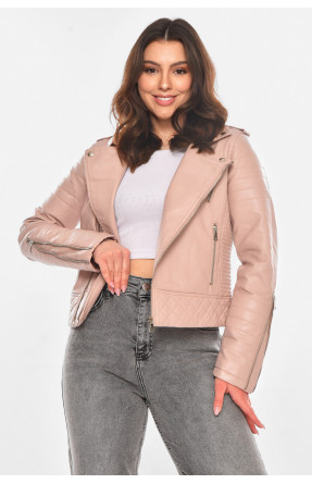 Куртка-косуха женская из экокожи пудрового цвета 210850C Куртка-косуха женская из экокожи пудрового цвета 210850C