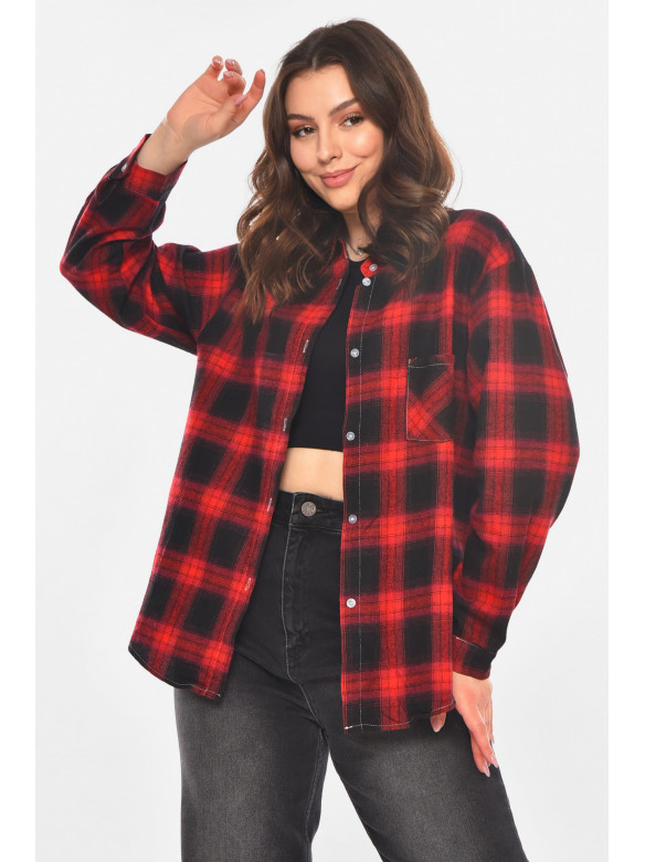 Рубашка женская красного цвета с принтом 107 210851C