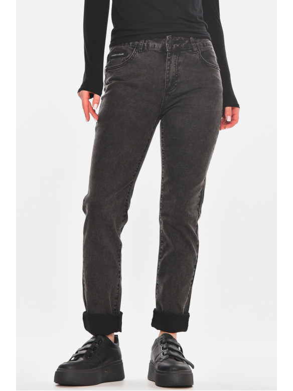 Джинсы женские однотонные черного цвета 210853C