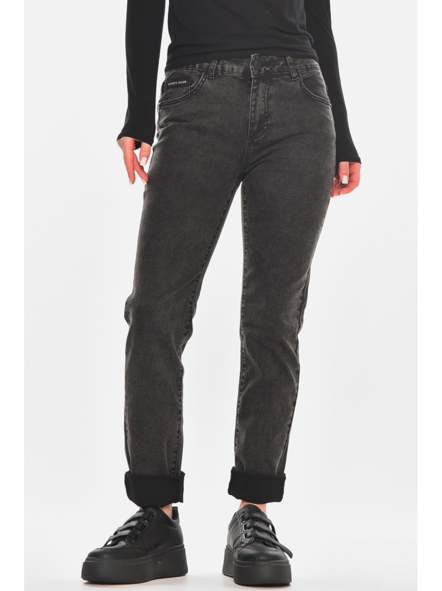 Джинсы женские однотонные черного цвета 210853C