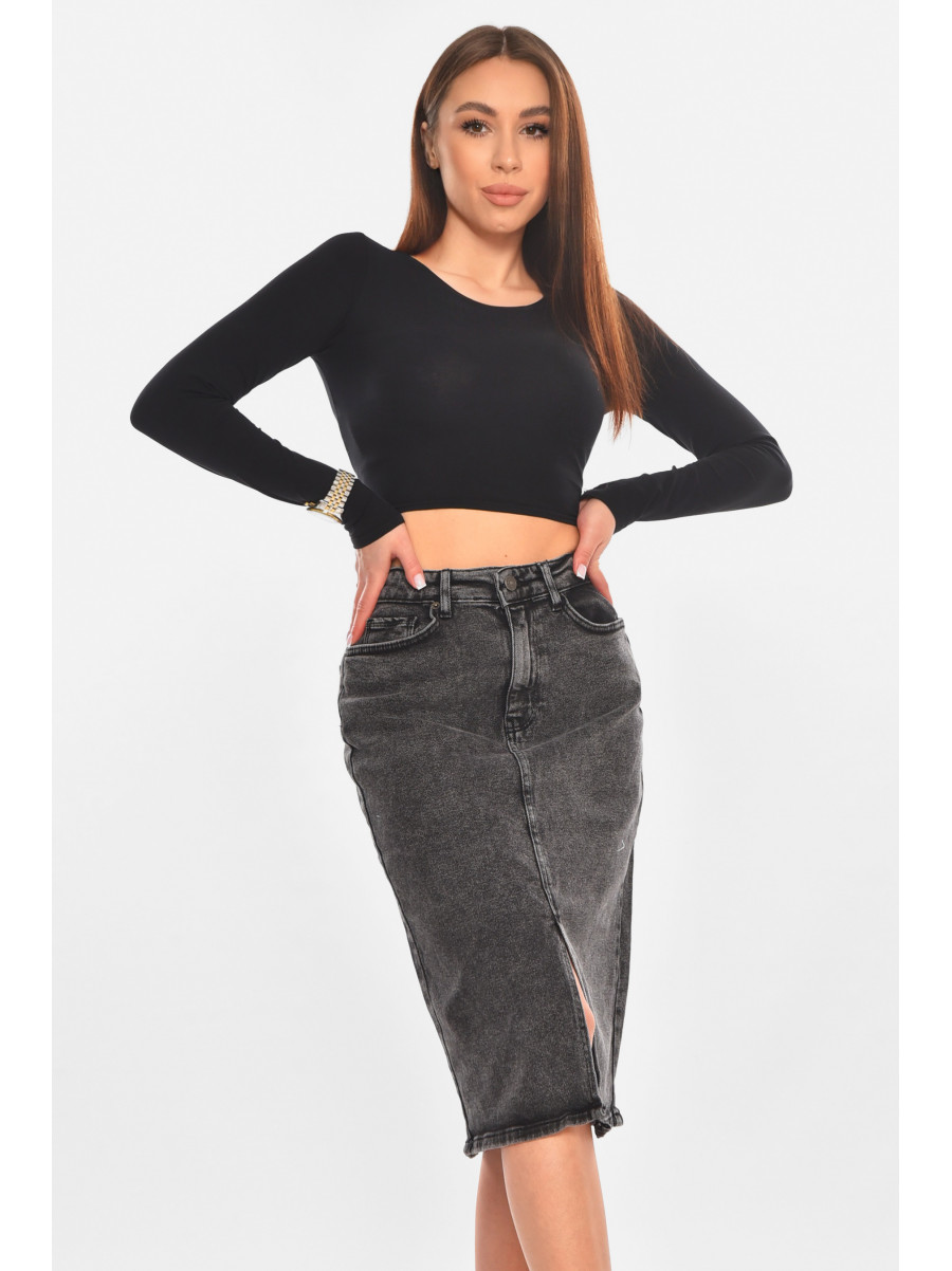 Юбка женская джинсовая тёмно-серого цвета 2855 210856C