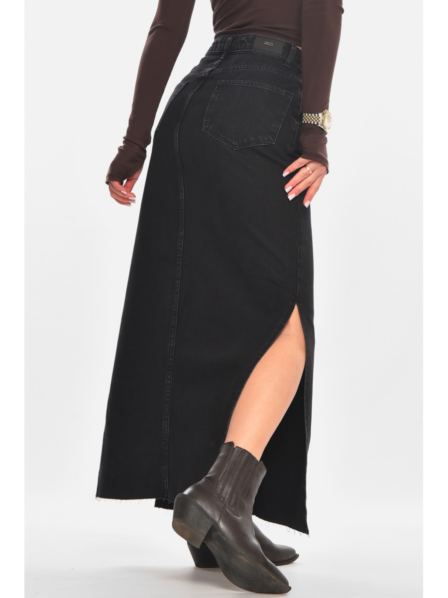 Юбка женская джинсовая удлиненная черного цвета 3625 210860C