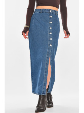 Юбка женская джинсовая удлиненная синего цвета 7021 210861C