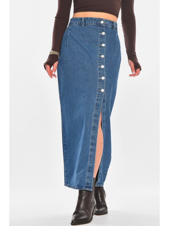 Юбка женская джинсовая удлиненная синего цвета 7021 210861C