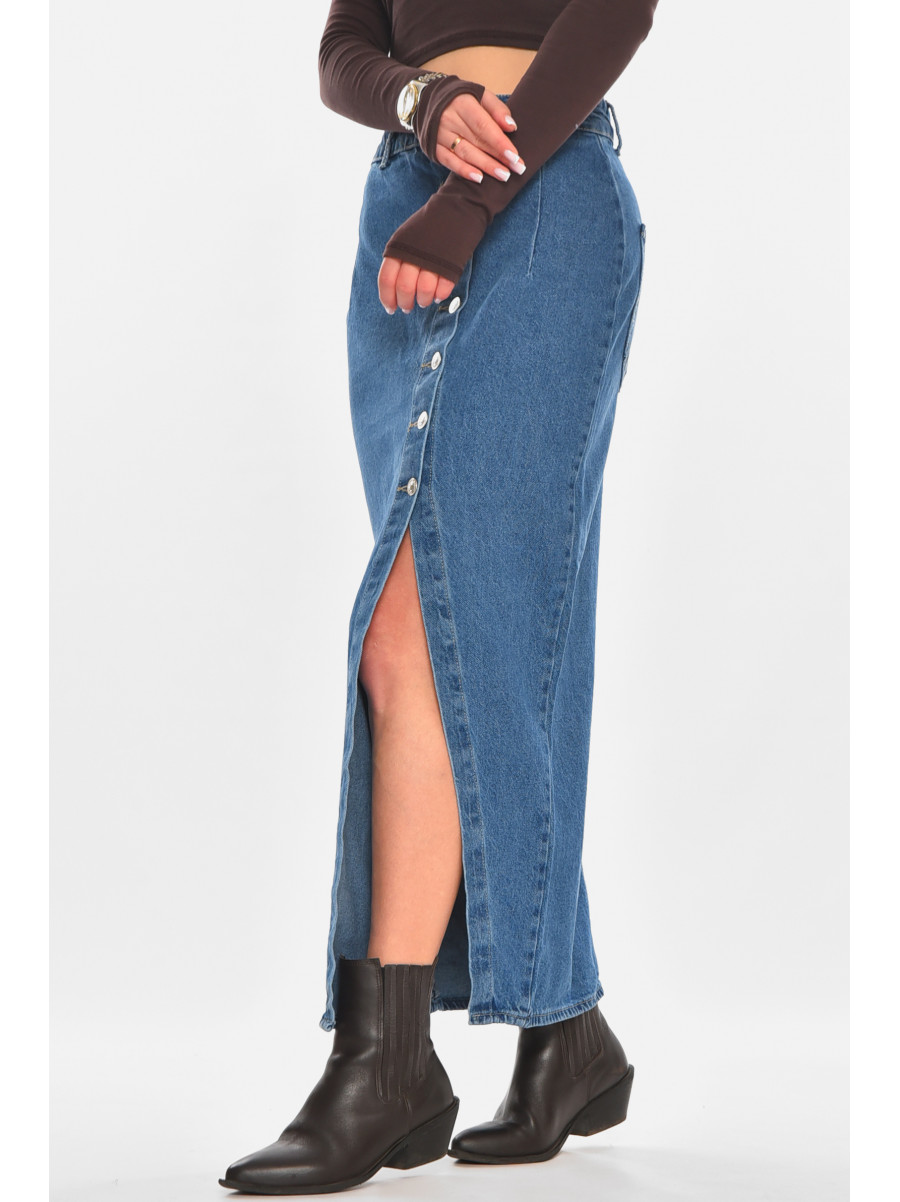 Юбка женская джинсовая удлиненная синего цвета 7021 210861C