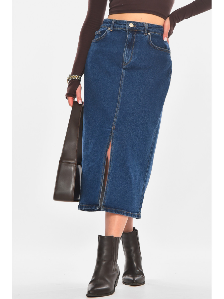 Юбка женская джинсовая тёмно-синего цвета 4589 210862C