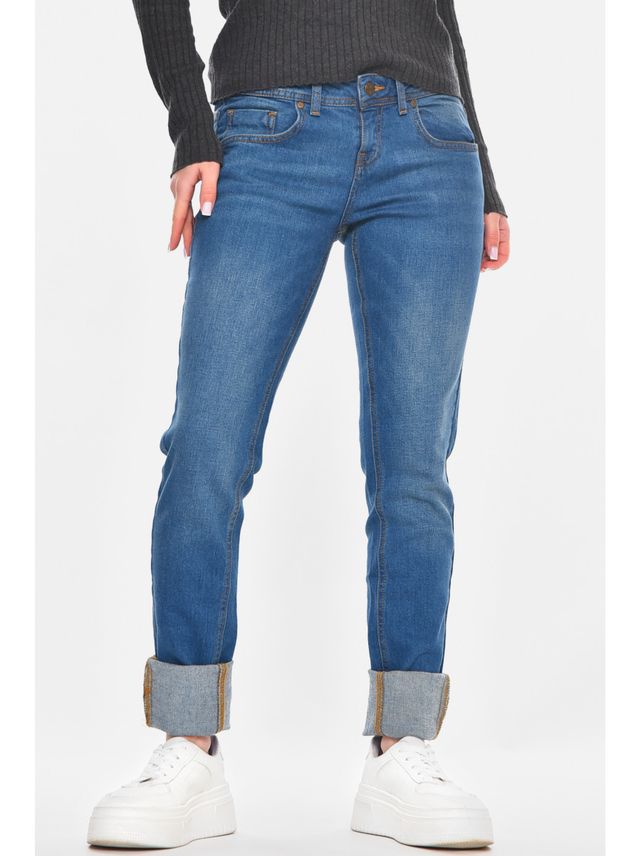 Джинсы женские однотонные синего цвета 014 210867C