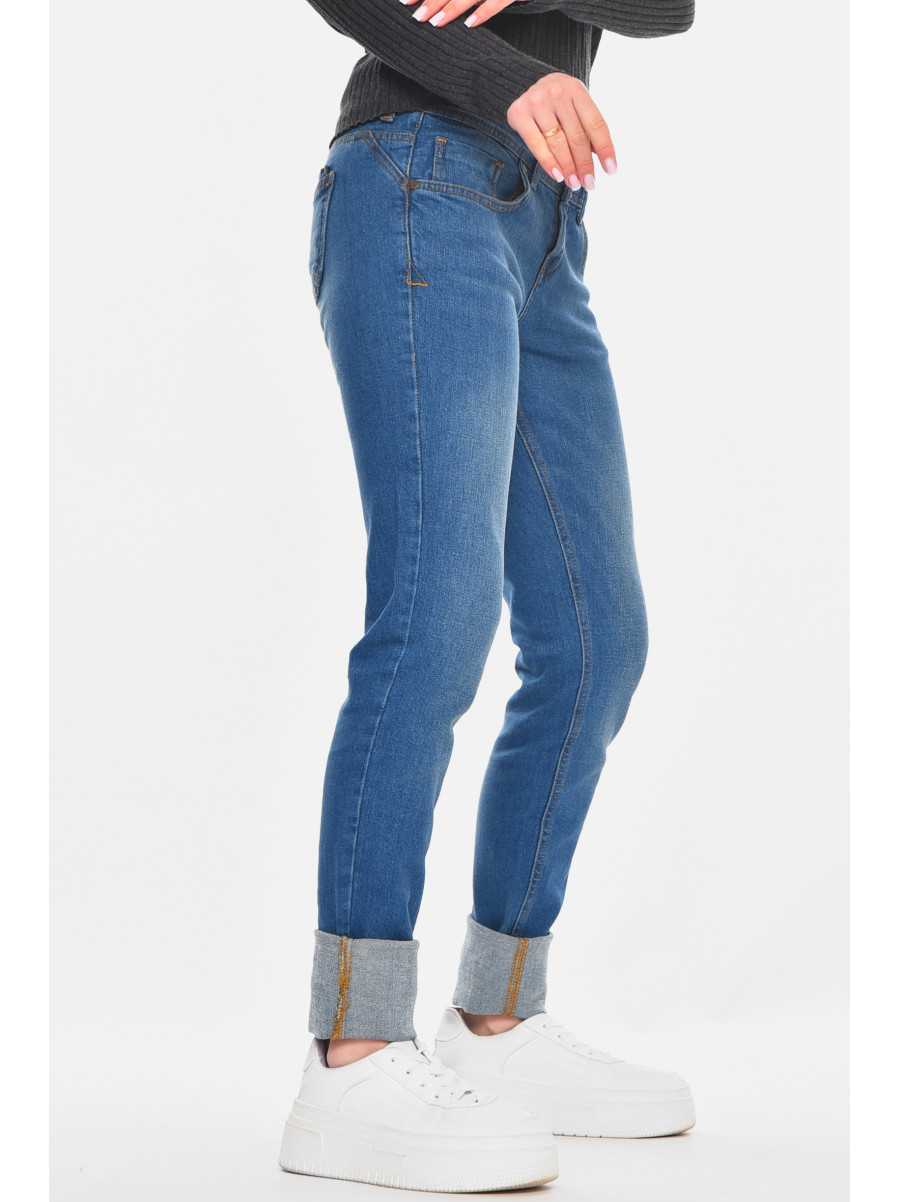 Джинсы женские однотонные синего цвета 014 210867C