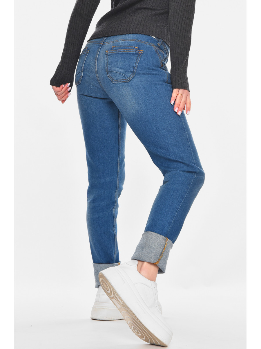 Джинсы женские однотонные синего цвета 014 210867C