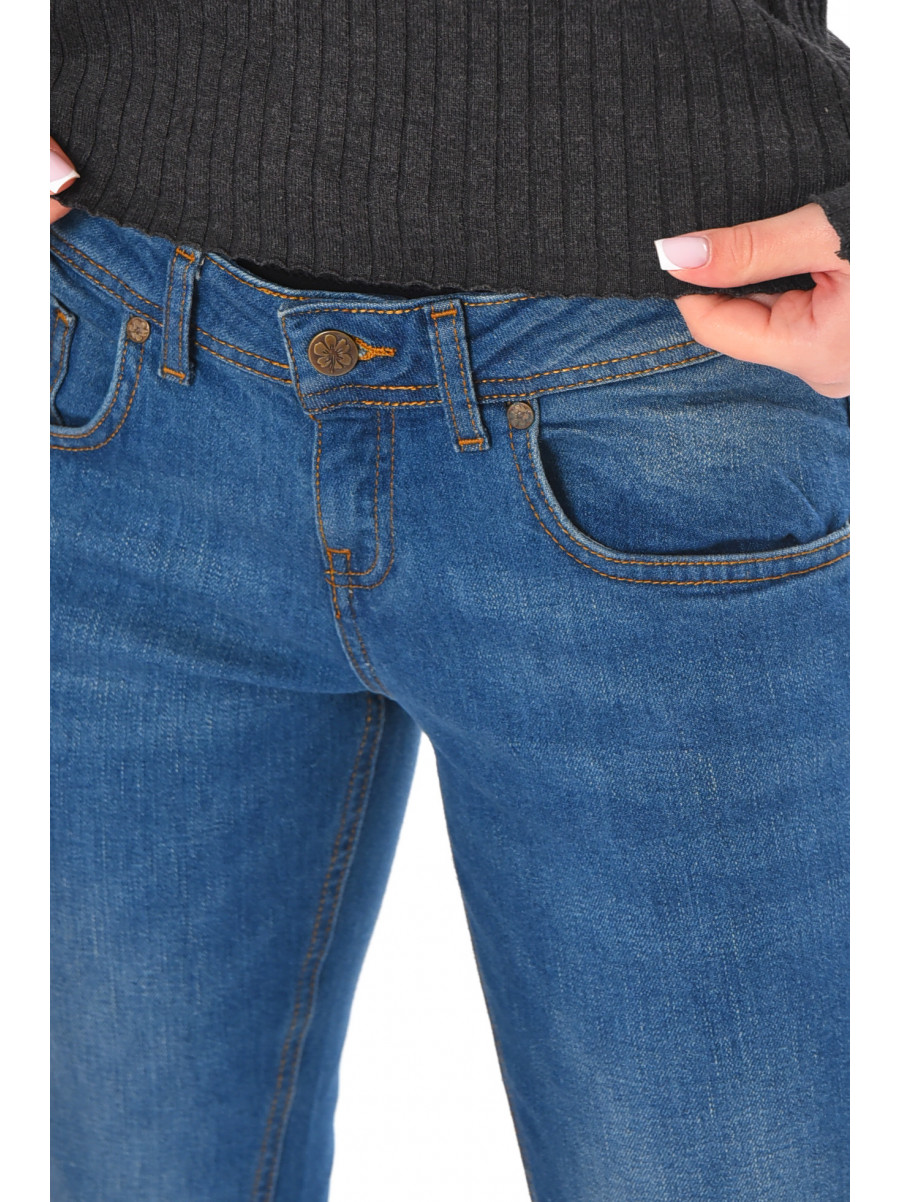 Джинсы женские однотонные синего цвета 014 210867C