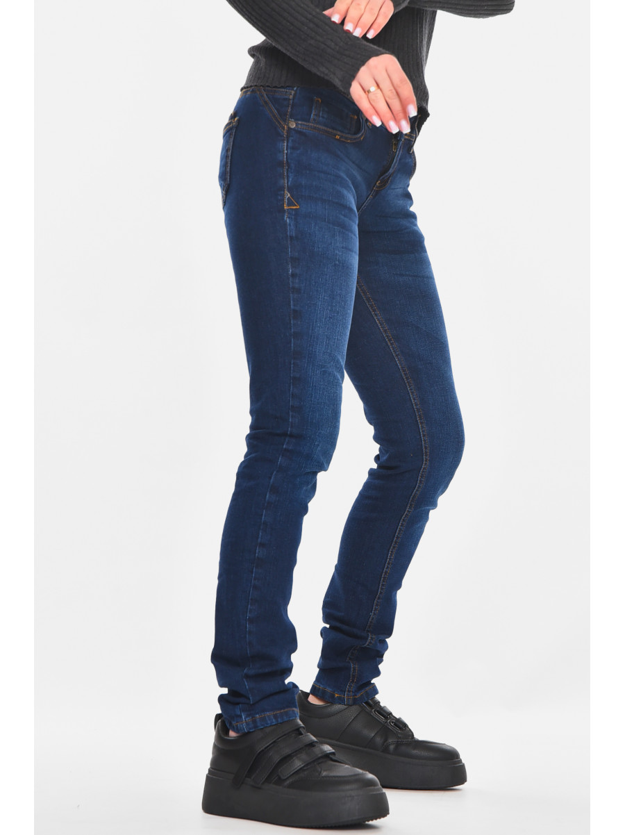 Джинсы женские однотонные тёмно-синего цвета 014 210868C
