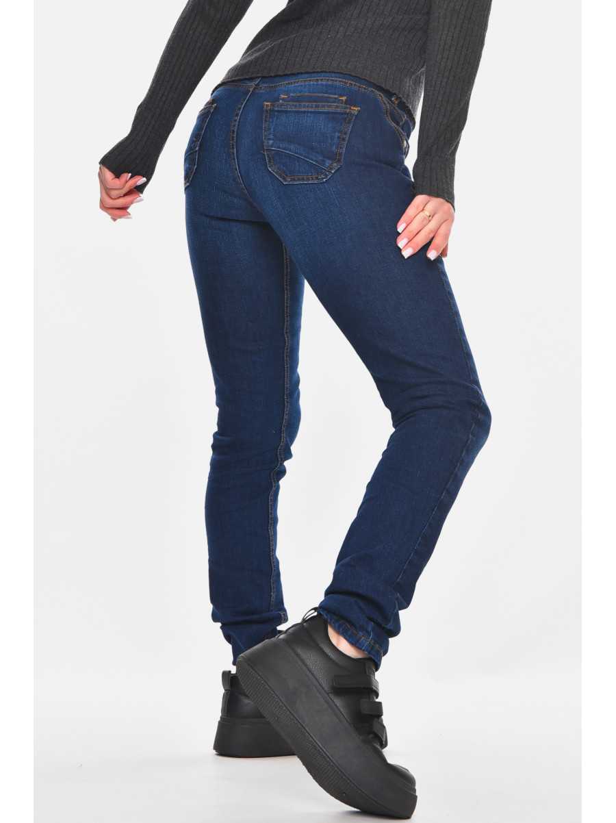 Джинсы женские однотонные тёмно-синего цвета 014 210868C