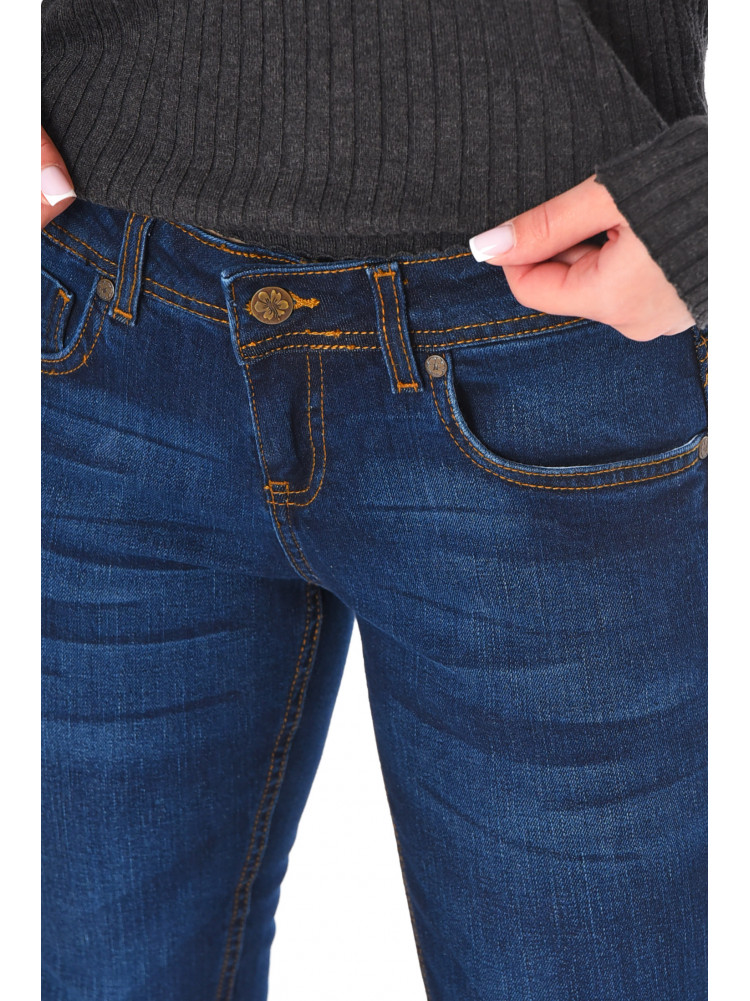 Джинсы женские однотонные тёмно-синего цвета 014 210868C