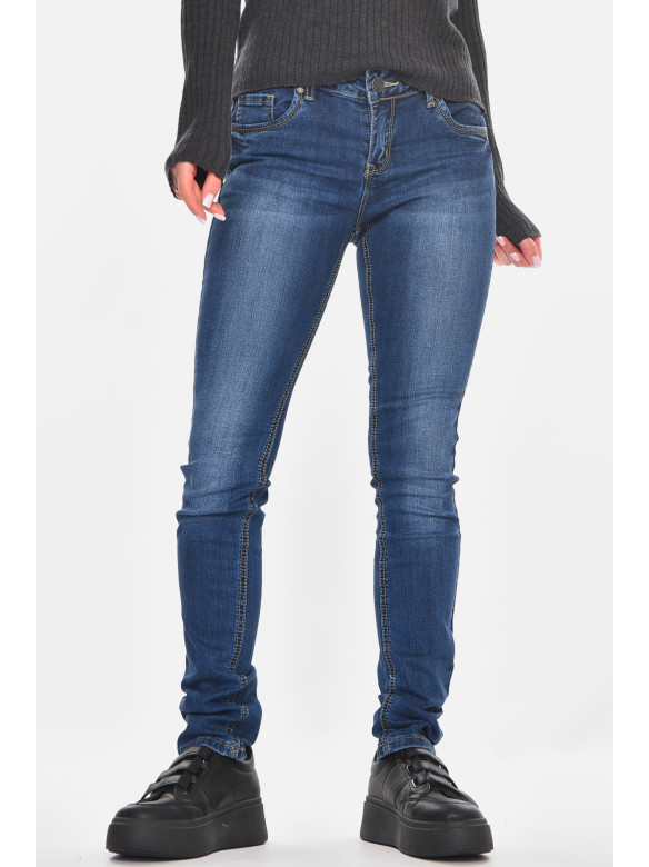 Джинсы женские однотонные тёмно-синего цвета RA605 210871C
