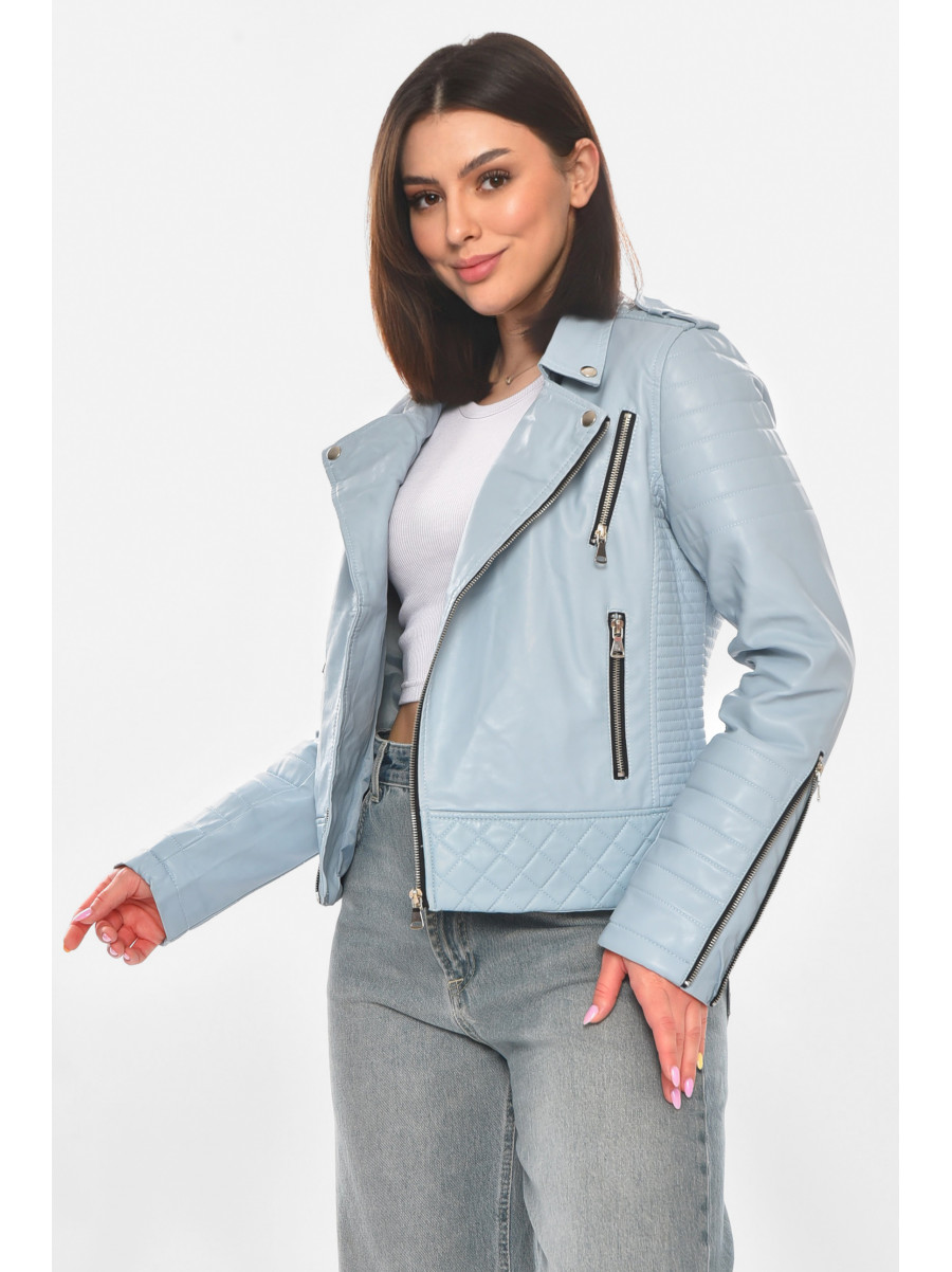 Куртка-косуха женская из экокожи голубого цвета 1708 210872C