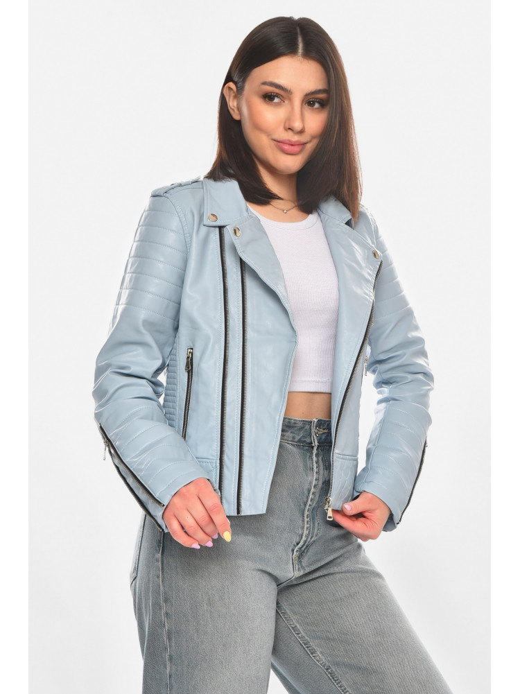 Куртка-косуха женская из экокожи голубого цвета 1708 210872C