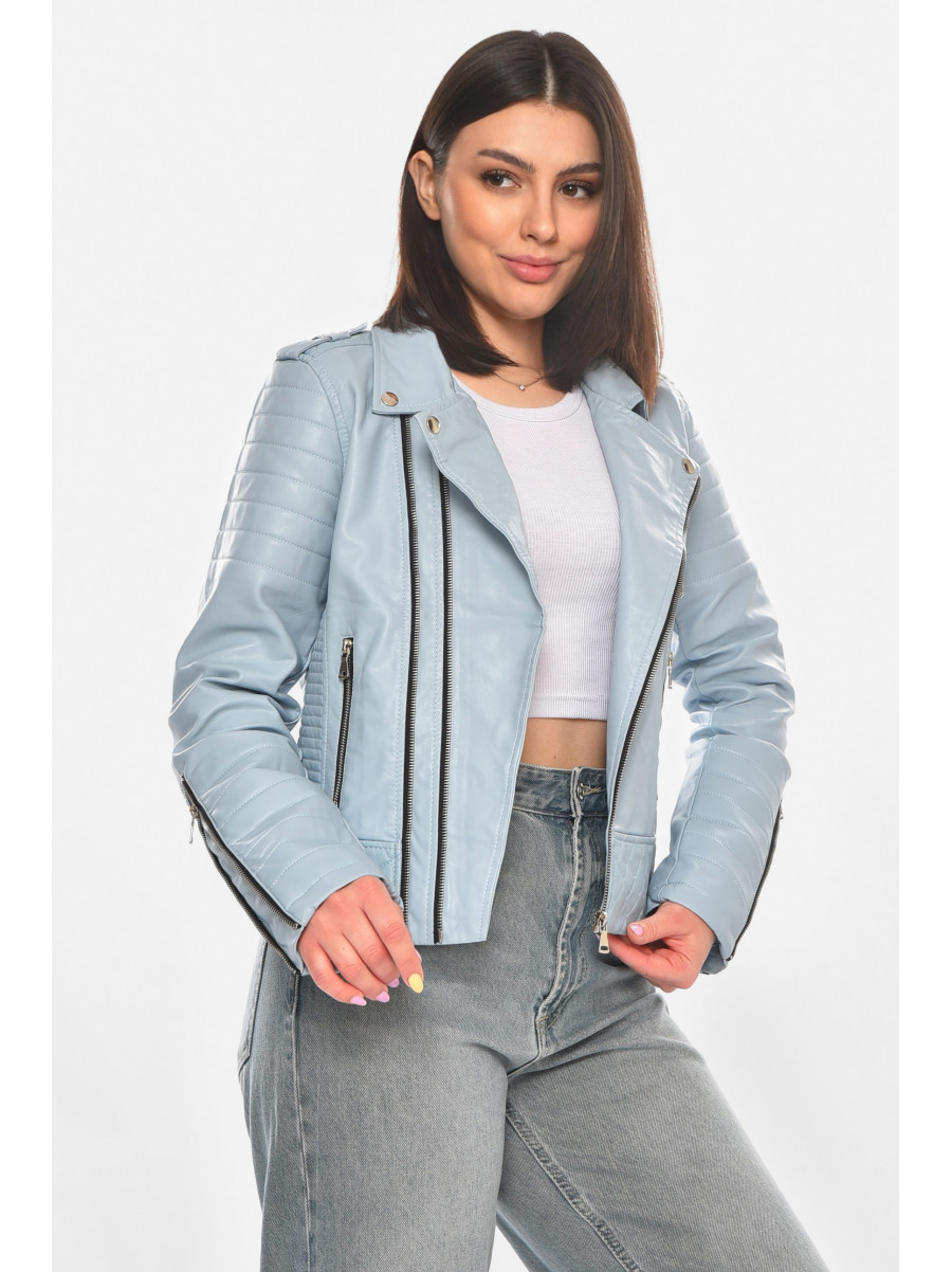 Куртка-косуха женская из экокожи голубого цвета 1708 210872C