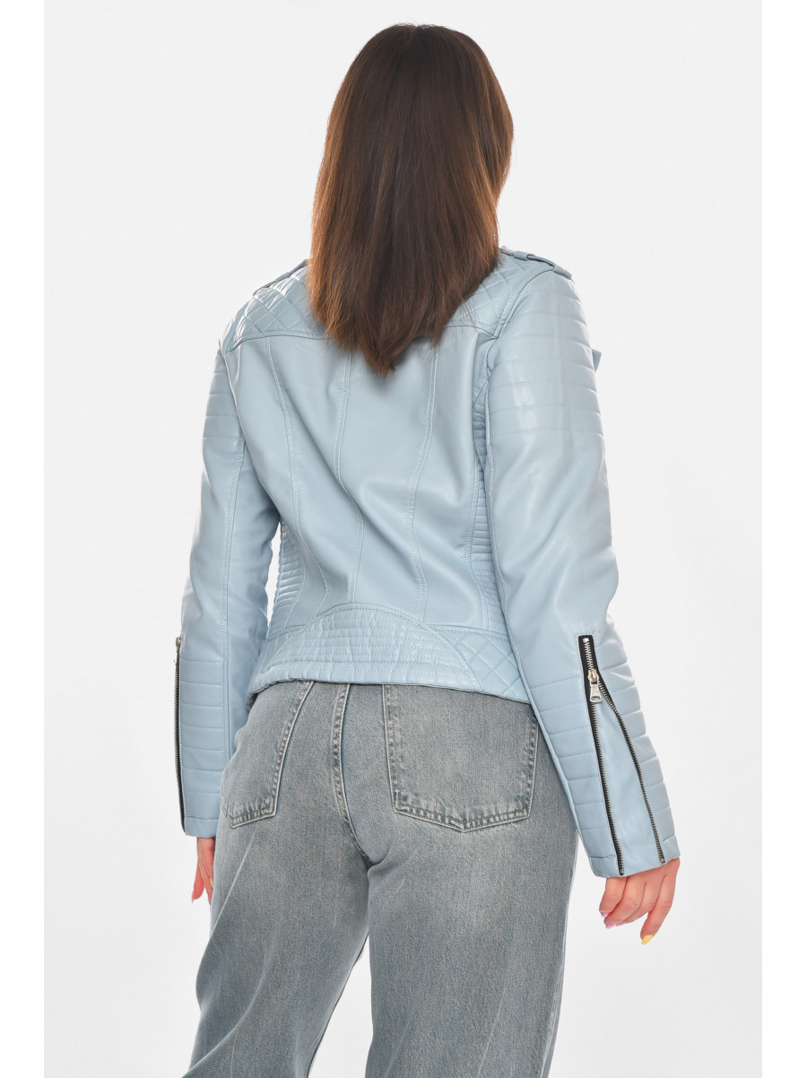Куртка-косуха женская из экокожи голубого цвета 1708 210872C