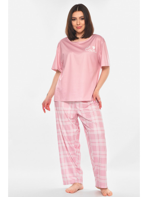 Пижама женская розового цвета с принтом 500021 210873C