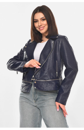 Куртка-косуха женская из экокожи темно-синего цвета 1555 210875C Куртка-косуха женская из экокожи темно-синего цвета 1555 210875C