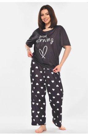 Пижама женская полубатальная тёмно-синего цвета с принтом 500006 210876C