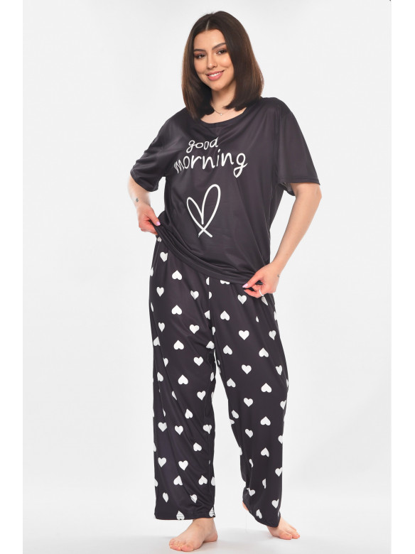 Пижама женская полубатальная тёмно-синего цвета с принтом 500006 210876C