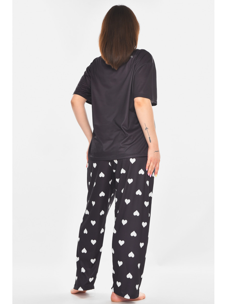 Пижама женская полубатальная тёмно-синего цвета с принтом 500006 210876C