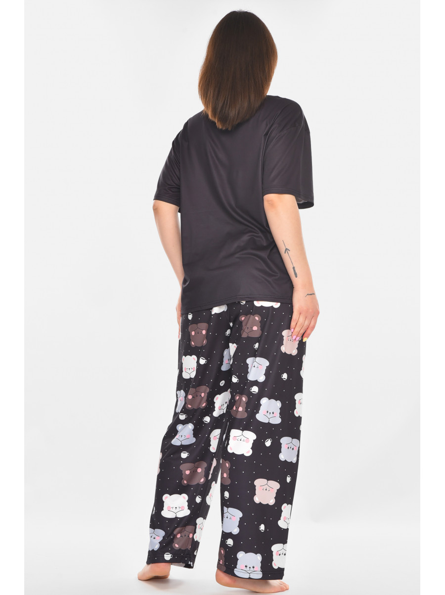 Пижама женская полубатальная тёмно-синего цвета с принтом 500027 210877C