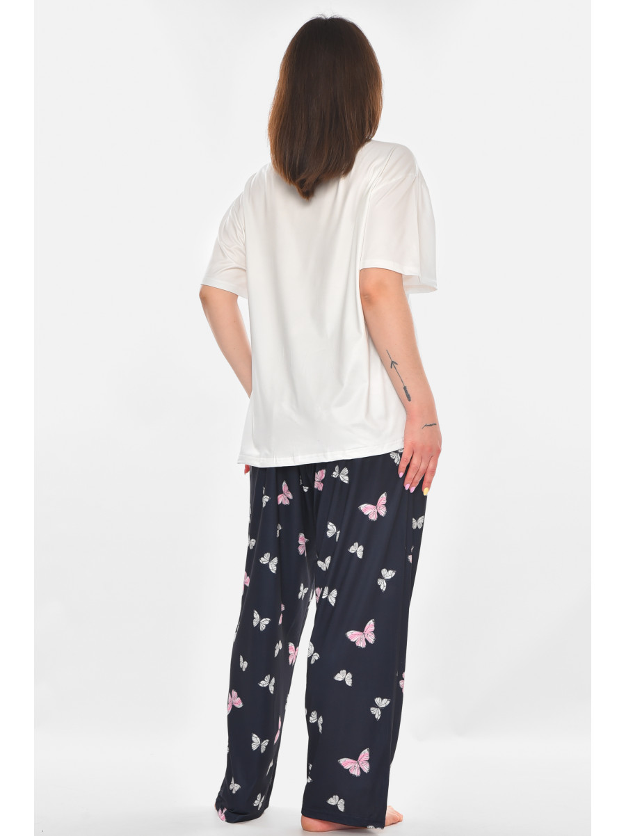 Пижама женская полубатальная белого цвета с принтом 500031 210879C