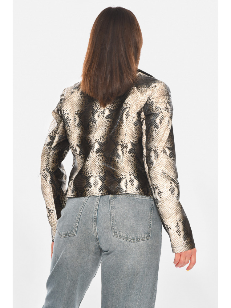 Куртка-косуха женская из экокожи черно-белого цвета 1904-1 210880C