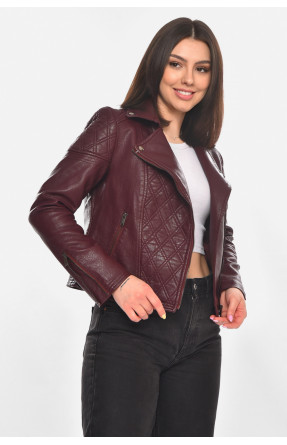 Куртка-косуха женская из экокожи бордового цвета 1921 210884C Куртка-косуха женская из экокожи бордового цвета 1921 210884C
