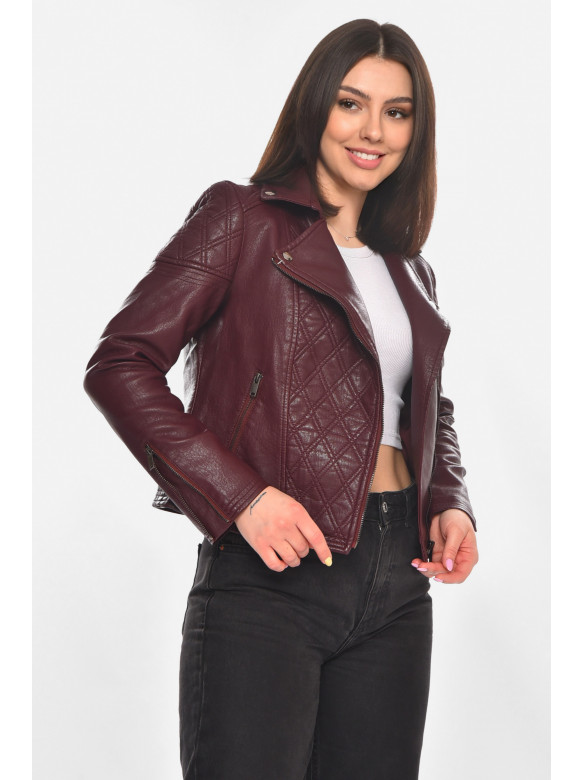 Куртка-косуха женская из экокожи бордового цвета 1921 210884C