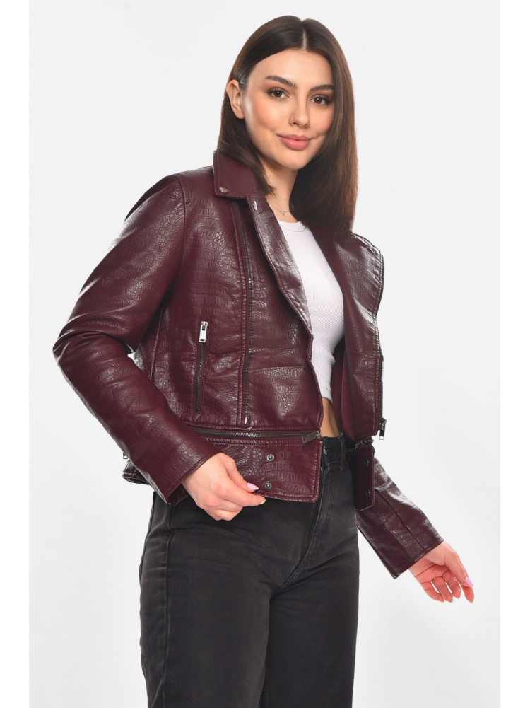 Куртка-косуха женская из экокожи бордового цвета 1955 210885C