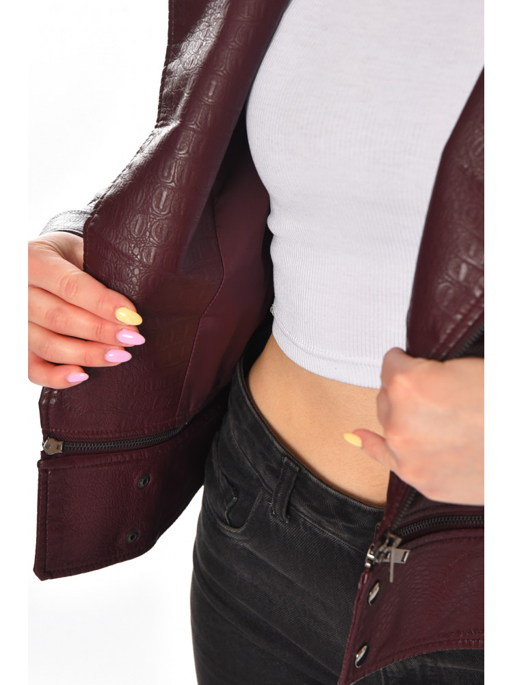 Куртка-косуха женская из экокожи бордового цвета 1955 210885C