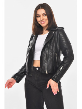 Куртка-косуха женская из экокожи черного цвета 1915 210890C Куртка-косуха женская из экокожи черного цвета 1915 210890C