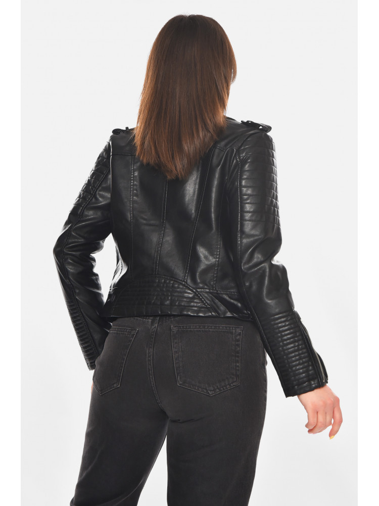 Куртка-косуха женская из экокожи черного цвета 1915 210890C