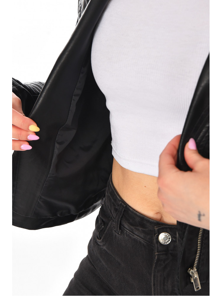 Куртка-косуха женская из экокожи черного цвета 1915 210890C