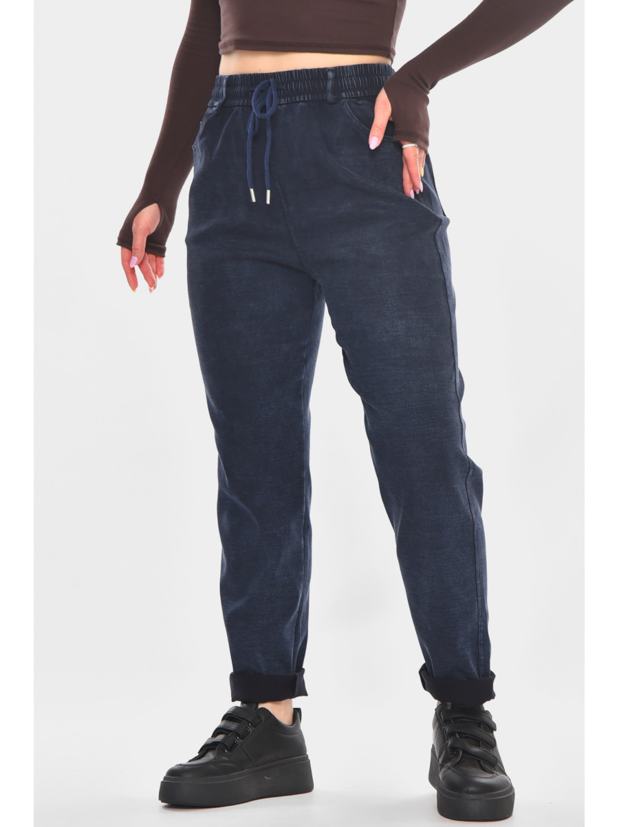 Джинсы женские однотонные тёмно-синего цвета А4088-1 210891C